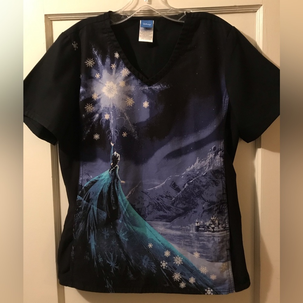 Womens Medium Disney Frozen Scrub Top